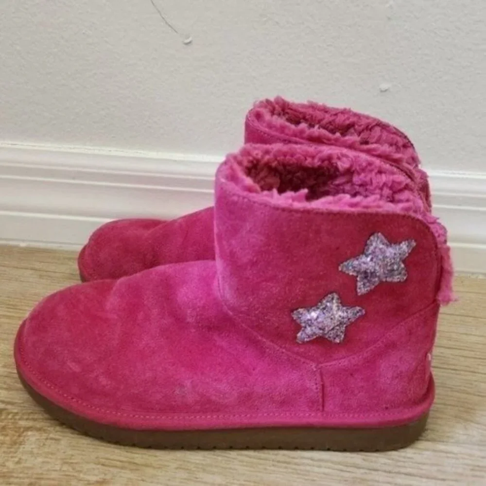 KOOLABURRA UGG PINK STAR MINI SUEDE GIRLS BOOTS